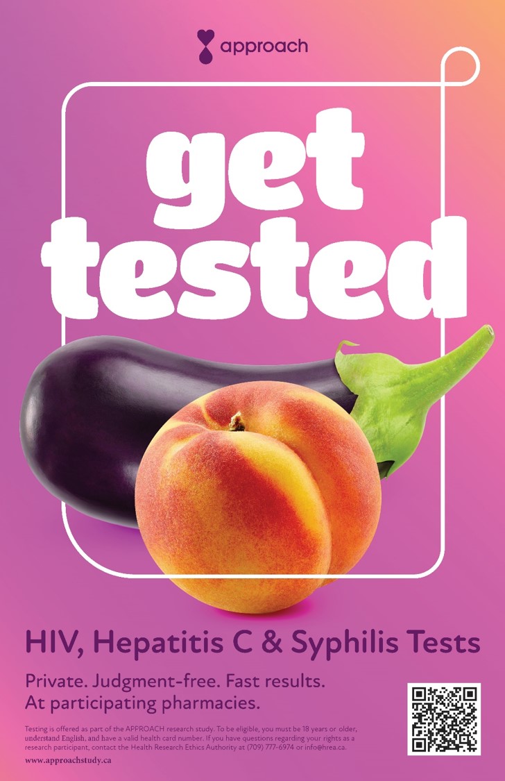Get Tested - Fruit - Poster to advertise getting tested for sexually transmitted diseases. The fruit are references to emojis used on phones and social media.